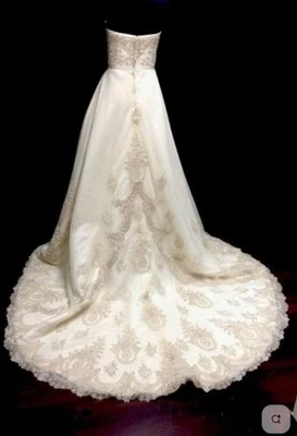 Mon Cheri Vittoria #16202 Talla 8 Marfil Cuentas Encaje Boda Vestido de Baile con Tren Foto 1 de 4
