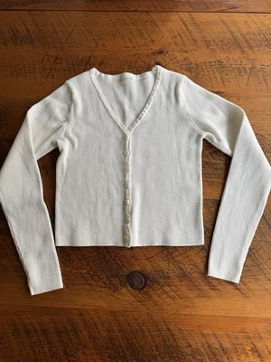 John Galt Brandy Melville Grey long Sleeve sleeve cropped cardigan sweater OS - Image 1 of 3