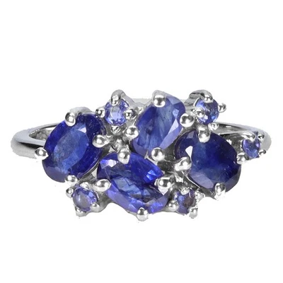 Black Friday 925 Sterling Silver Ring Sapphire 6x4mm Tanzanite Jewelry Size 7 - Image 1 of 4