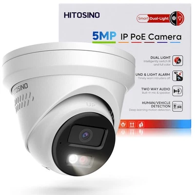 Cámara IP Hitosino 5MP Color POE IR Audio bidireccional Luz azul y roja Hogar Exterior Foto 1 de 4