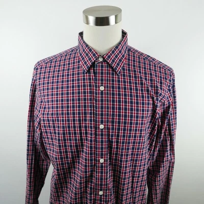 Camisa de vestir a cuadros Banana Republic para hombre con botones roja blanca azul marino XL Foto 1 de 4