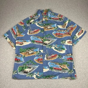 Vintage Reyn Spooner Woody Car Surf Hawaiihemd Herren XL blau Reverse Print Eddy - Bild 1 von 6