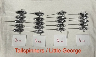 OAHE TACKLE Tail Spinner Lures 1/2, 5/8, 3/4, 7/8 UNPAINTED Jig Little George - FREE SHIP