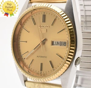 *NEAR MINT* SEIKO 5 7009-3110 Day Date Automatic Gold Men's Watch From JAPAN - Picture 1 of 14
