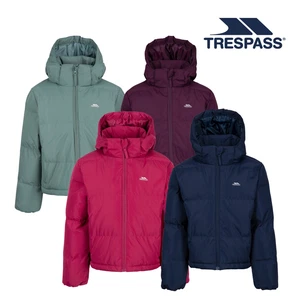 Trespass Girls Casual Cropped Jacket Hooded Elastic Cuff Zipped Pockets Missie - Picture 1 of 9