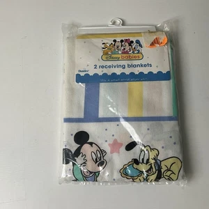 Neu mit Etikett 80er Jahre Dundee Disney Babys 2-teiliges Set Pastell Baumwolle Empfangsdecken 30x40 - Bild 1 von 6