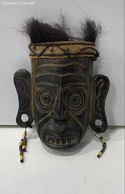 Wooden African Inspired Wall Mask Decor - Image 1 of 4