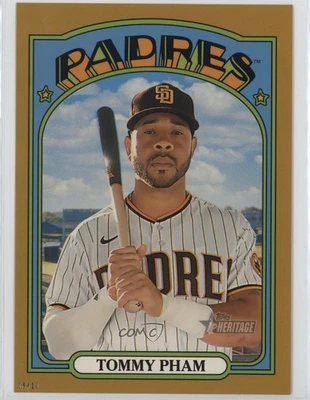 2021 Heritage Topps.com Online Exclusive 5x7 Jumbo Gold Wall Art /10 Tommy Pham - Image 1 of 2