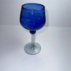 Colbalt Blue Mundgeblasene Langstielglaswaren Vintage - Bild 1 von 9