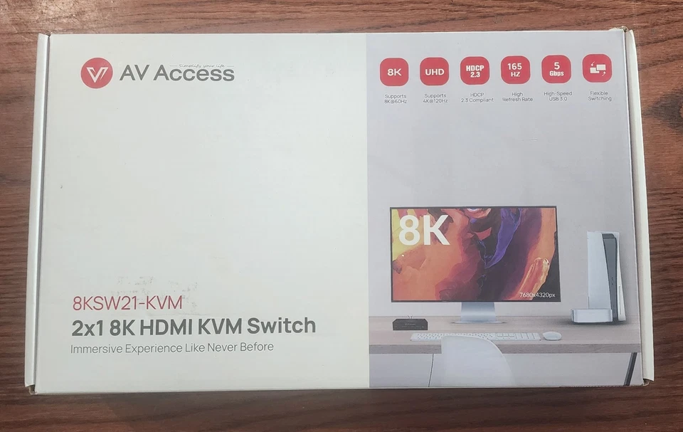 BRAND NEW AV ACCESS 8KSW21-KVM  2X1 8K HDMI KVM SWITCH - Image 1 of 1