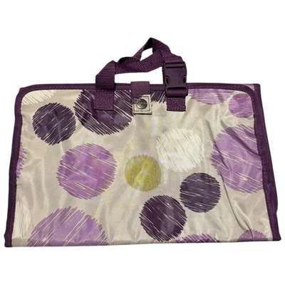 Thirty-One Timeless Beauty Bag Travel Cosmetic Hanging Purple Polka Dots - Image 1 of 4