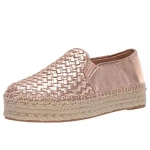 SAM EDELMAN New $100 Catherine Rose Gold Platform Woven Espadrille Size 9.5W - Picture 1 of 11