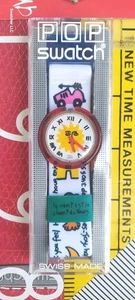 Reloj Swatch ENJOY IT PMK107 93 POP Diseñado por J.C. Castelbaljac Nuevo Antiguo Stock - Imagen 1 de 11