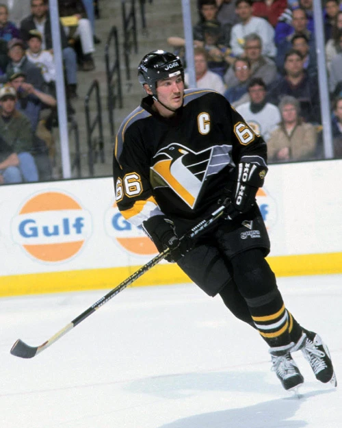 Foto 8x10 impresión de hockey de la NHL de Mario Lemieux de los Pittsburgh Penguins de la década de 1990 Foto 1 de 1