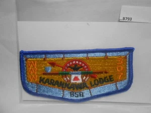 O.A. LODGE 307 KARANKAWA VIGIL FLAP VERTICLE STITCH YELLOW  (TEXAS) B793 - Picture 1 of 1