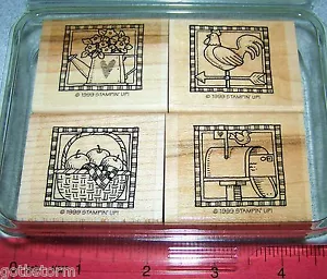 Watering can Mailbox Basket Rooster Stamp Set by Stampin Up Country Collection - Picture 1 of 5