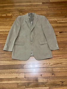 Andrew Fezza Men's Blazer Jacket Size 43L Beige Microfiber 2 Button Sport Coat - Picture 1 of 5