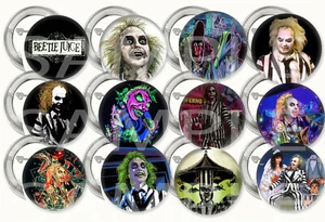 Beetlejuice Buttons Pins 2.25", Metal Pin-back - 12 pcs Halloween Beetle Juice - Picture 1 of 1