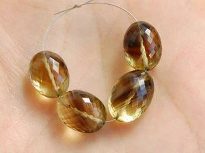 AAA Natural Bi Color Lemon Quartz Faceted Oval Semi Precious Gemstone Beads 004 - Picture 1 of 6