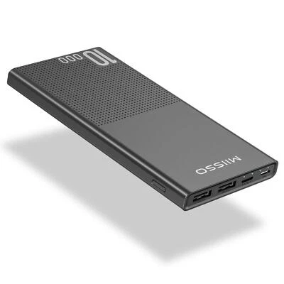 Banco carregador de telefone de viagem Miisso 10000mAh Power Bank preto - Imagem 1 de 4