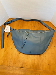 NWT Lucky Brand Pebbled Leather Lrg Feyy Sling Bag Crossbody Coronet Blue - Picture 1 of 14