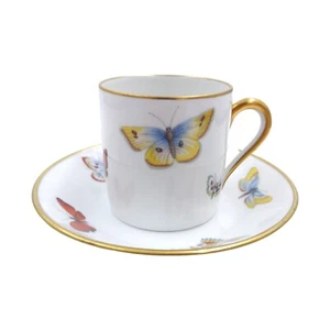 Piattino tazza Castel Limoges Francia Demitasse oro dorato farfalle porcellana - Foto 1 di 7