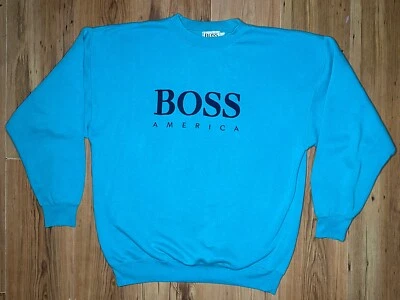 Vintage Boss America Pullover Crewneck Sweatshirt Size XL USA Teal Blue Purple - Image 1 of 4