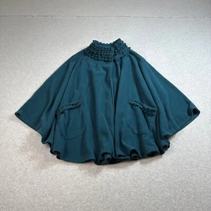 Appleseeds Poncho Shawl Wrap Woman OS Teal Blue Ruffle Sweater Cozy Lagenlook - Picture 1 of 9