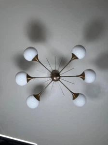 Modern Handcrafted 6 Light Beautiful Sputnik Chandelier Mid Century Ceiling Ligh - Picture 1 of 7