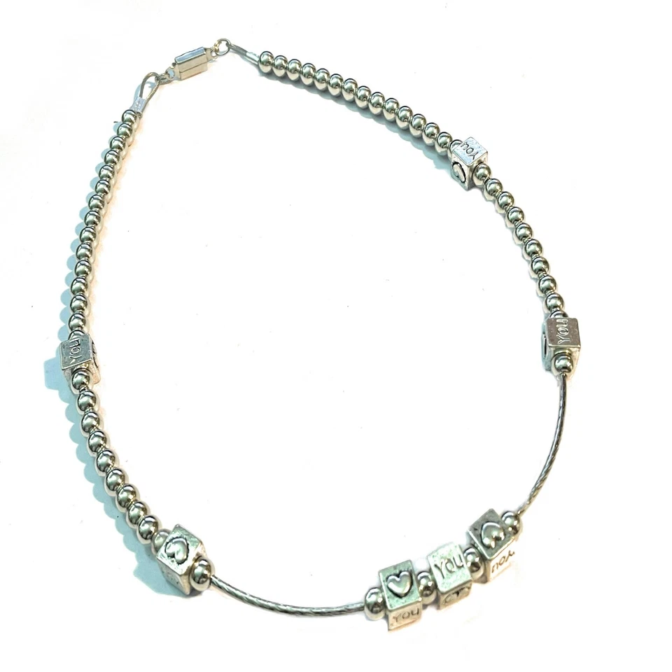 Collana da donna argento con catena a sfere e charms catenina lunga 45 cm - Immagine 1 di 4