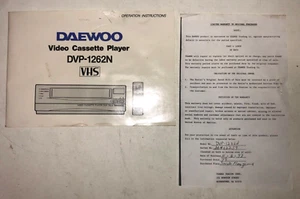 Reproductor VHS 1994 Daewood DVP-1262N De Colección Manual de Operaciones VCR Instrucciones - Imagen 1 de 3