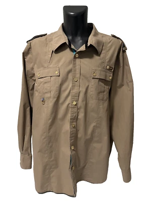 Camisa de manga larga Cavi para hombre caqui con botones lengüeta enrollable talla 6XL Foto 1 de 4