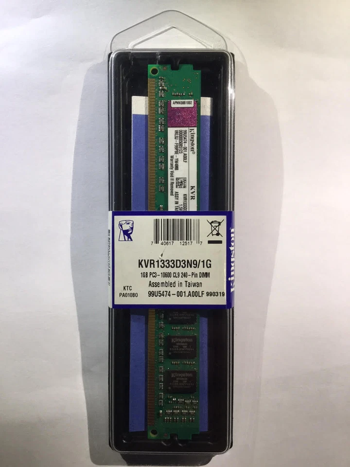 Kingston 1GB Memory PC3-10600 Low Profile KVR1333D3N9/1G Brand New - Image 1 of 1