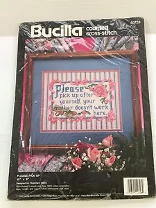 Counted cross stitch kit, sayings cross stitch, pick up cross stitch, Bucilla - Picture 1 of 4