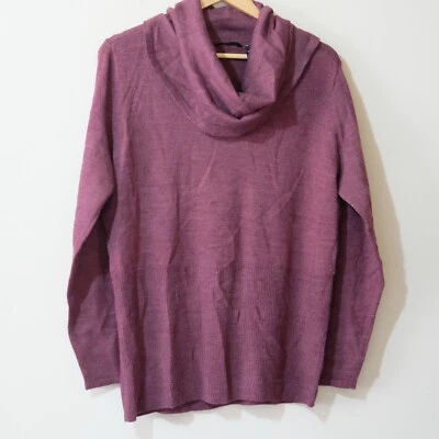 Daisy Fuentes 圆领针织毛衣轻便勃艮第女式 XL #p95-429 — 第 1/4 张图片