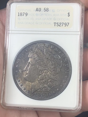 1879 P Morgan Dollar Au 58 Anacs Old Ana Holder Terminal Toned Cover