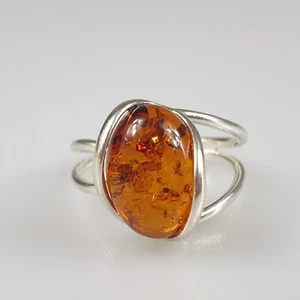Braun bernstein ring silber 925 grosse vergoldet edelstein schmuck geschenk - Bild 1 von 4
