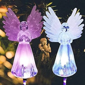 2 Pack Solar Powered Angel Garden Lights for Outdoor Yard Patio Memorial Decor - Picture 1 of 8