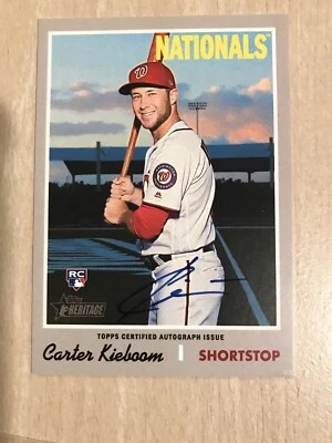 2019 Topps Heritage HIGH NUMBER CARTER KIEBOOM REAL ONE AUTO AUTOGRAPH NATS - Image 1 of 2