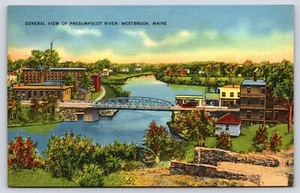 Maine Westbrook Presumpscot River Vintage Postcard - Picture 1 of 2