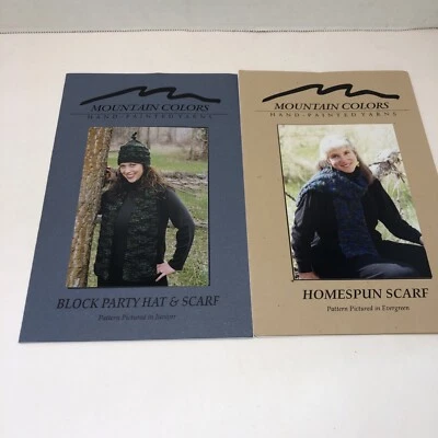 2 Mountain Colors Knitting Patterns Homespun Scarf Block Party Hat Scarf - Image 1 of 4