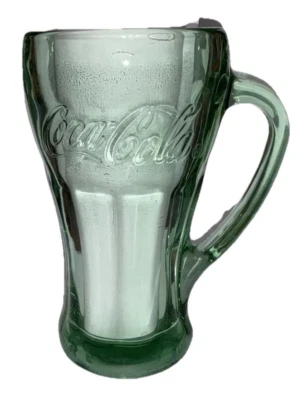 Taza vintage Libbey Coca Cola mango de vidrio verde pesado 12 OZ Foto 1 de 4