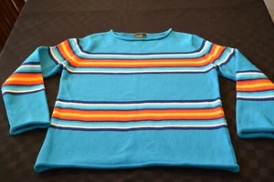 VTG Lauren ralph Lauren turquoise rainbow Navajo blanket sweater SZ LARGE - Picture 1 of 9
