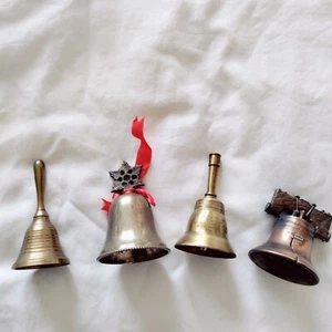 Vtg. lot of 4 Bells 3 Brass Bells One Copper One Christmas Bell Dated 1993 - Picture 1 of 9