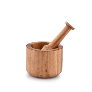 Acacia Wood Mortar and Pestle for Garlic Pepper Herb Crusher Kitchen Utensils - Picture 1 of 7