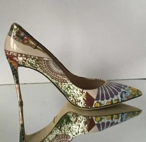 NEW Dolce & Gabbana Patent Leather Nude/ Multi Print Pumps (Sz.40.5)-1095! - Picture 1 of 12