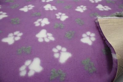 CRS FUR FABRICS Profi RUTSCHFESTE Tierarzt Hunde Welpen Tierarzt Bettwäsche LG PFOTEN - FLIEDER