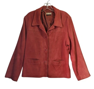 Chaqueta De Colección Años 90 Territory Ahead Gamuza Cuero Para Mujer Talla L Naranja Rojo Óxido Foto 1 de 4