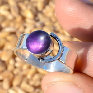 African Purple Amethyst Gemstone Ring 925 Sterling Silver Handmade Loving Ring - Picture 1 of 8