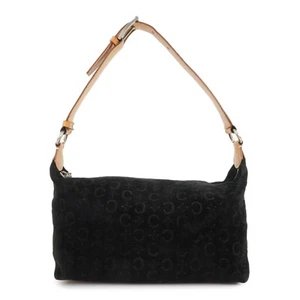 Authentic CELINE C Macadam Suede Shoulder Bag Hand Bag Black Used F/S - Picture 1 of 20